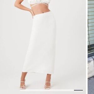 Forever 21 White High Waist Maxi Skirt